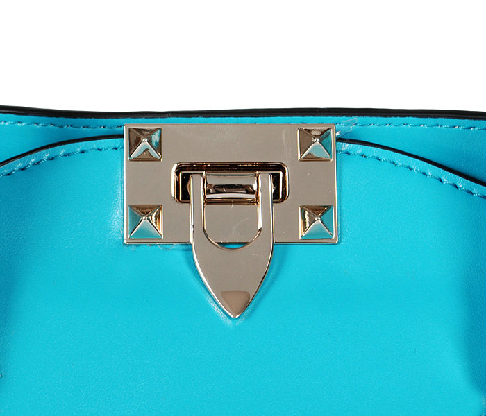 2014 Valentino Garavani Rockstud Double Handle Bag VG2501 lightblue - Click Image to Close